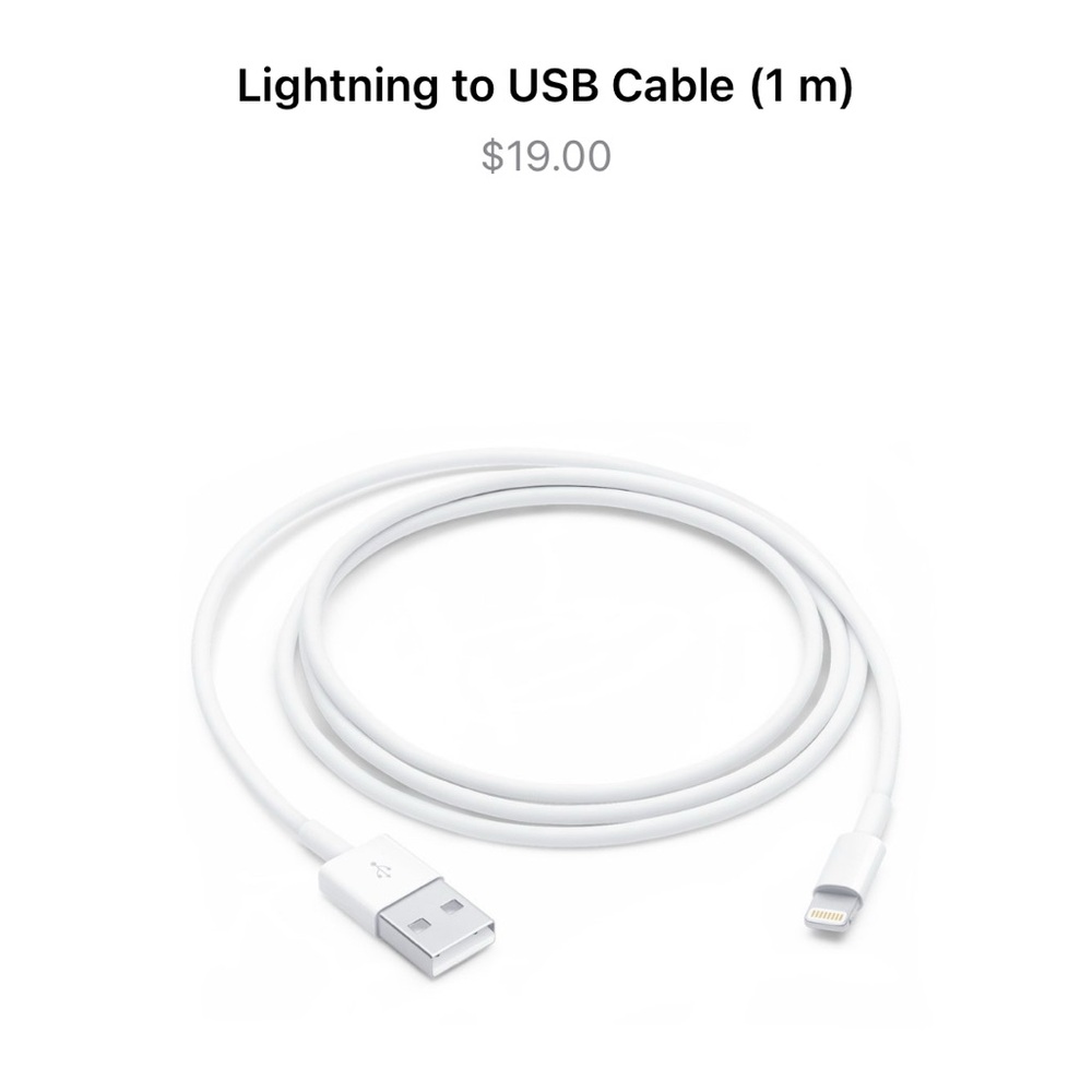 Lightning White USB Charging Cable
